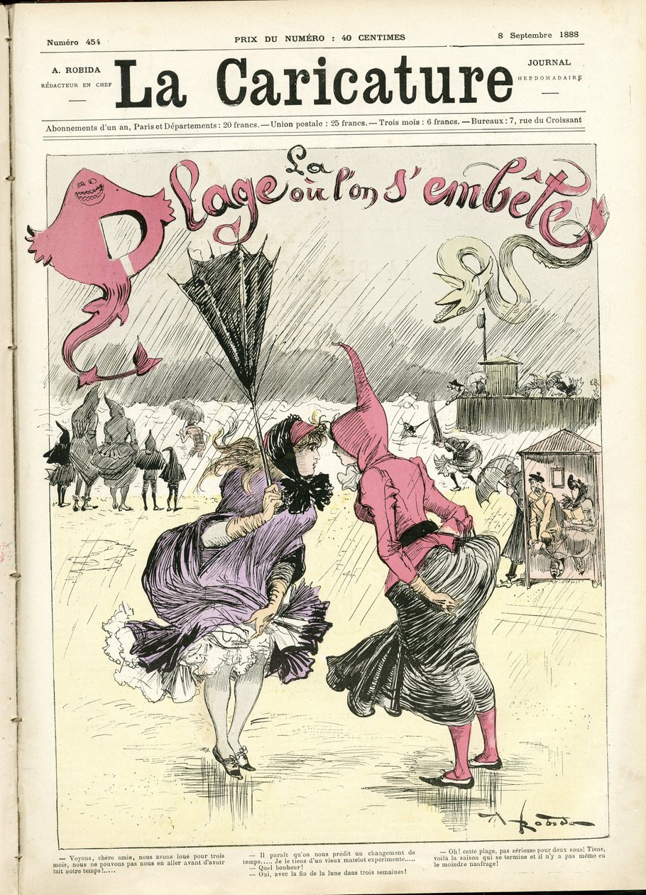 Ilustração de Albert Robida (1848-1926) para a capa de La Caricature (1880) de Albert Robida