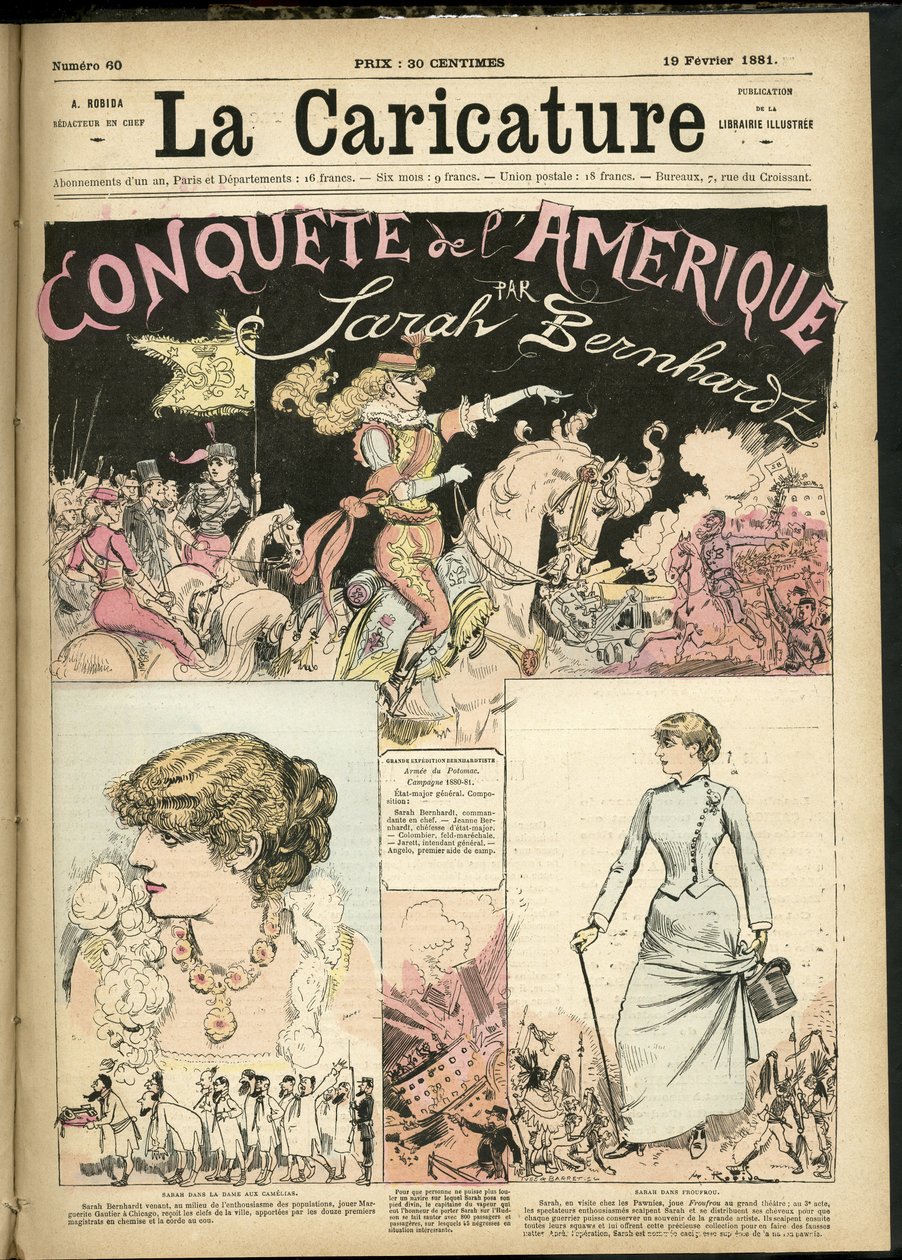 Ilustração de Albert Robida (1848-1926) para a capa de A Caricatura (1880) de Albert Robida