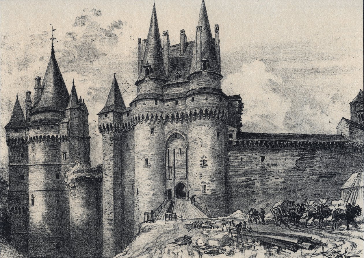 Le Chatelet a Vitre en Ille-et-Vilaine - La vieille France - La Bretagne - textos, desenhos e litografias, de Albert Robida (1848-1926) final do século XIX sem data de Albert Robida