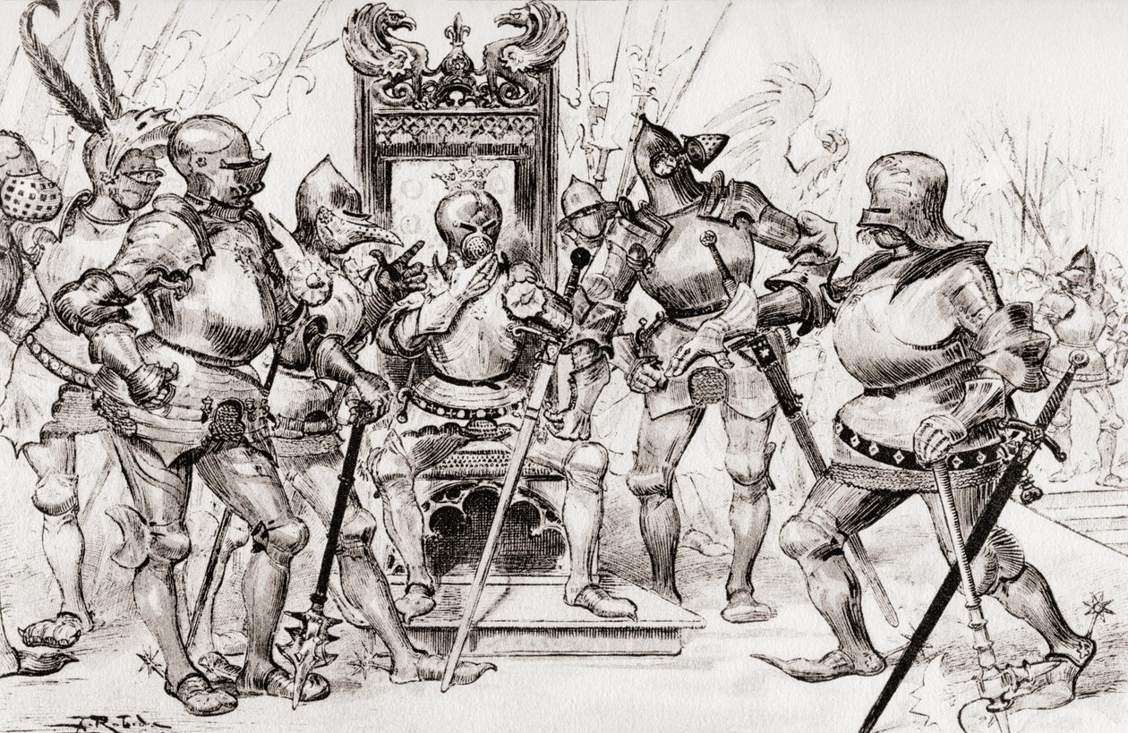 Le conseil des capitaines de Picrochole ou O conselho de capitães de Picrochole. de Albert Robida