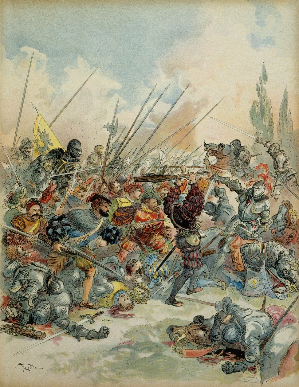 Sexta Guerra Italiana (1521-1526): Rei François I (1494-1547) em Pavia (Itália) em 24 de fevereiro de Albert Robida