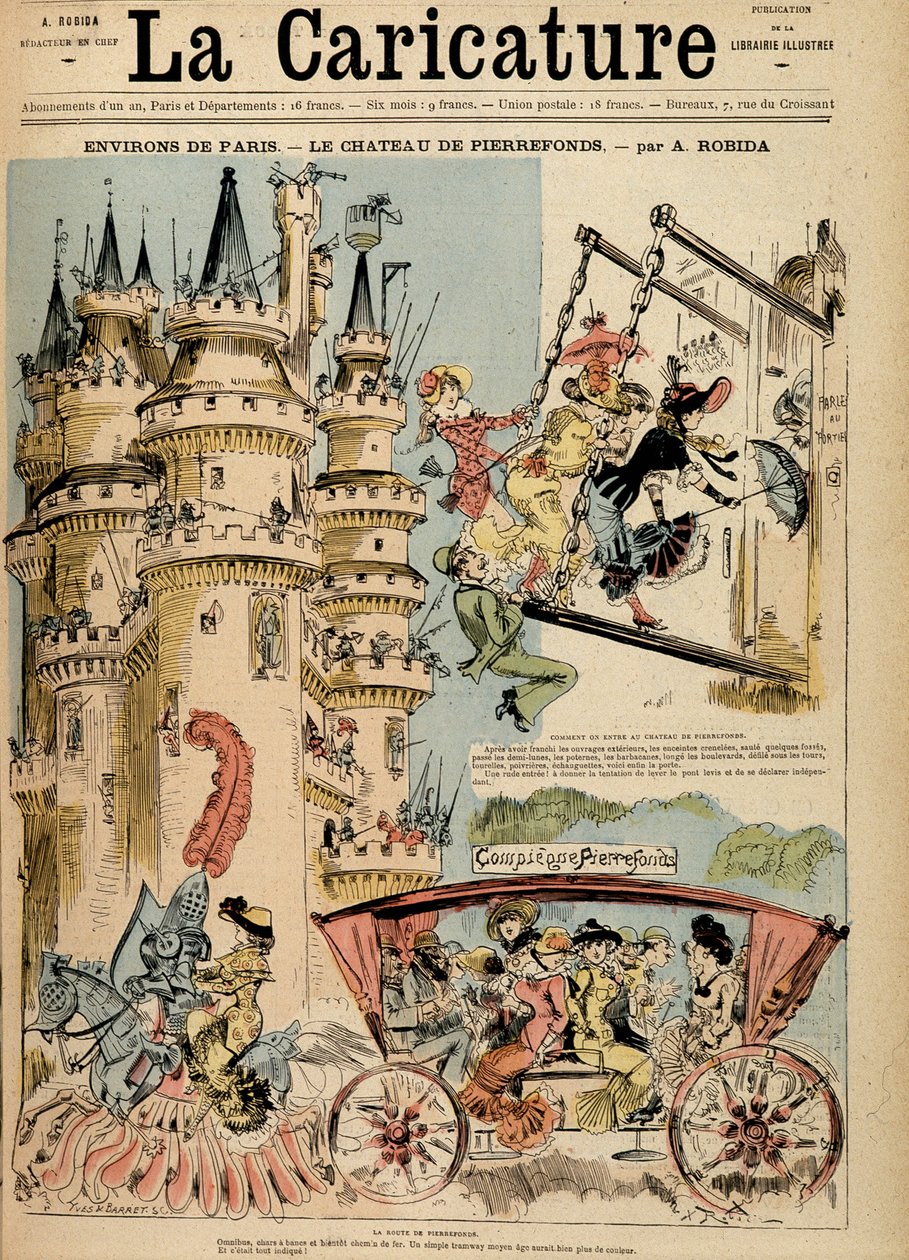 O caminho para o castelo de Pierrefonds no Oise (60). de Albert Robida