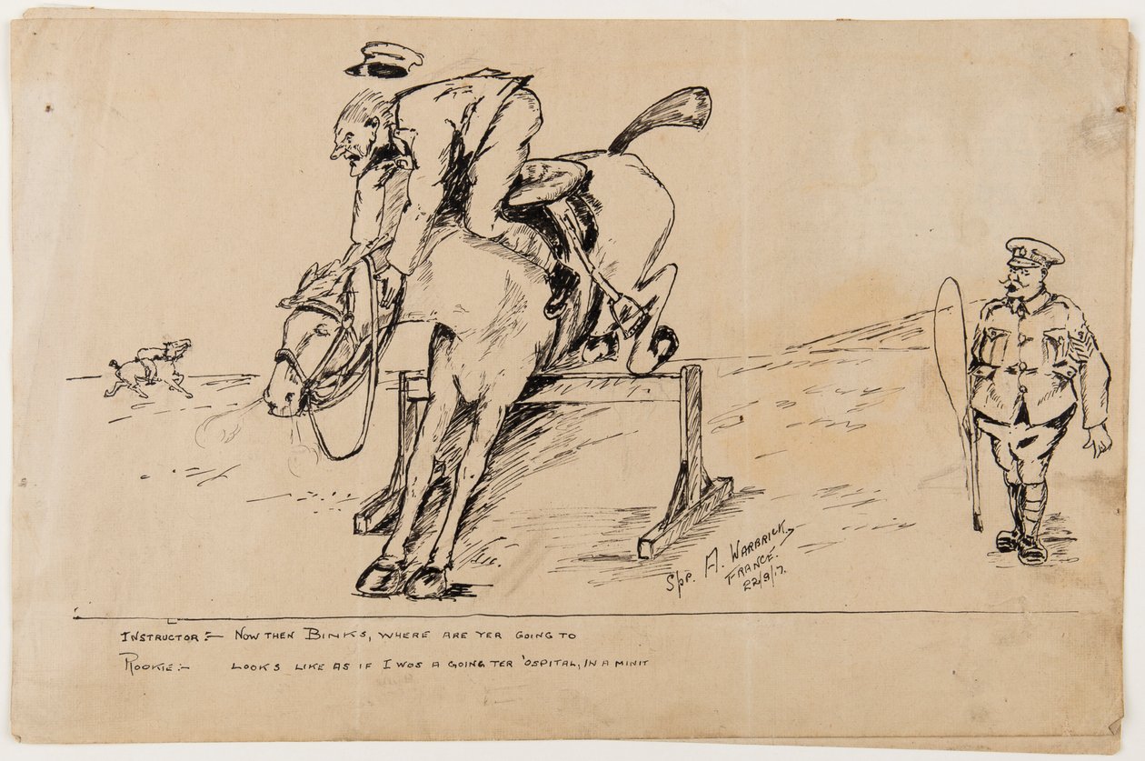 Cartum da Primeira Guerra Mundial, 22 de setembro de 1917 (caneta e tinta no papel) de Albert Warbrick