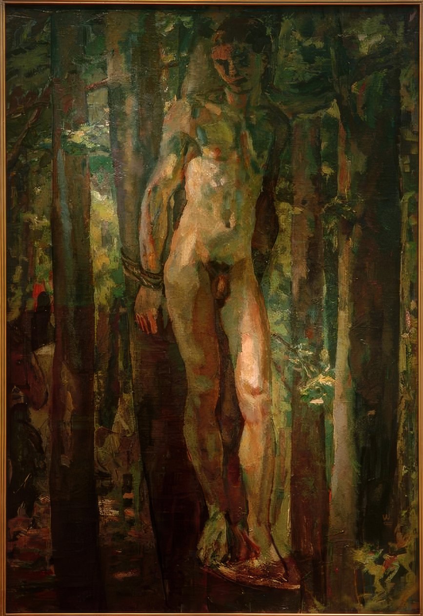 Sebastian amarrado na floresta de Albert Weisgerber