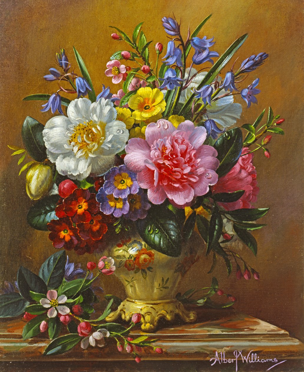 AB1112 Peônias, campainhas e primulas de Albert Williams