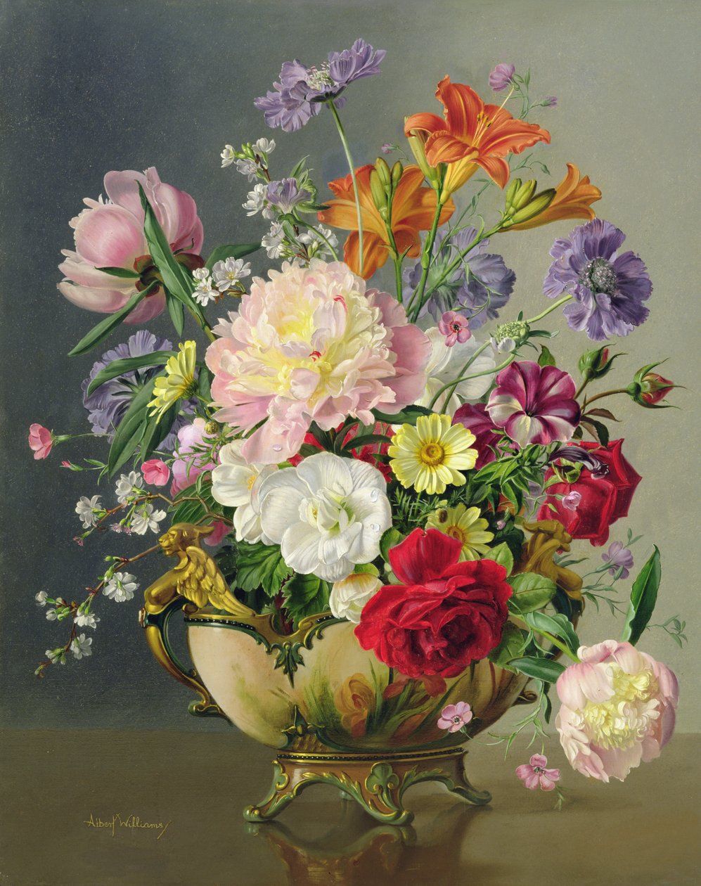 AB/242 Arranjo de flores em uma terrina de porcelana de Albert Williams