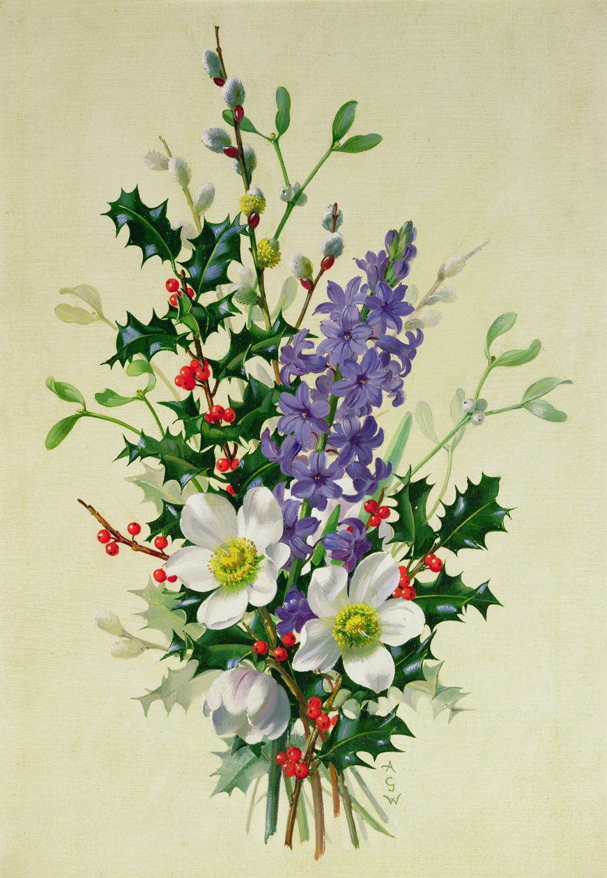 Pulverização de Dogrose, Holly, Mistletoe e Larkspur (1) de Albert Williams