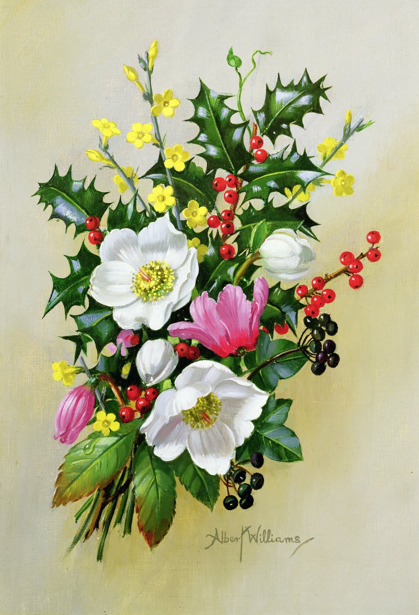 Spray de Dogrose, azevinho, visco e larkspur de Albert Williams