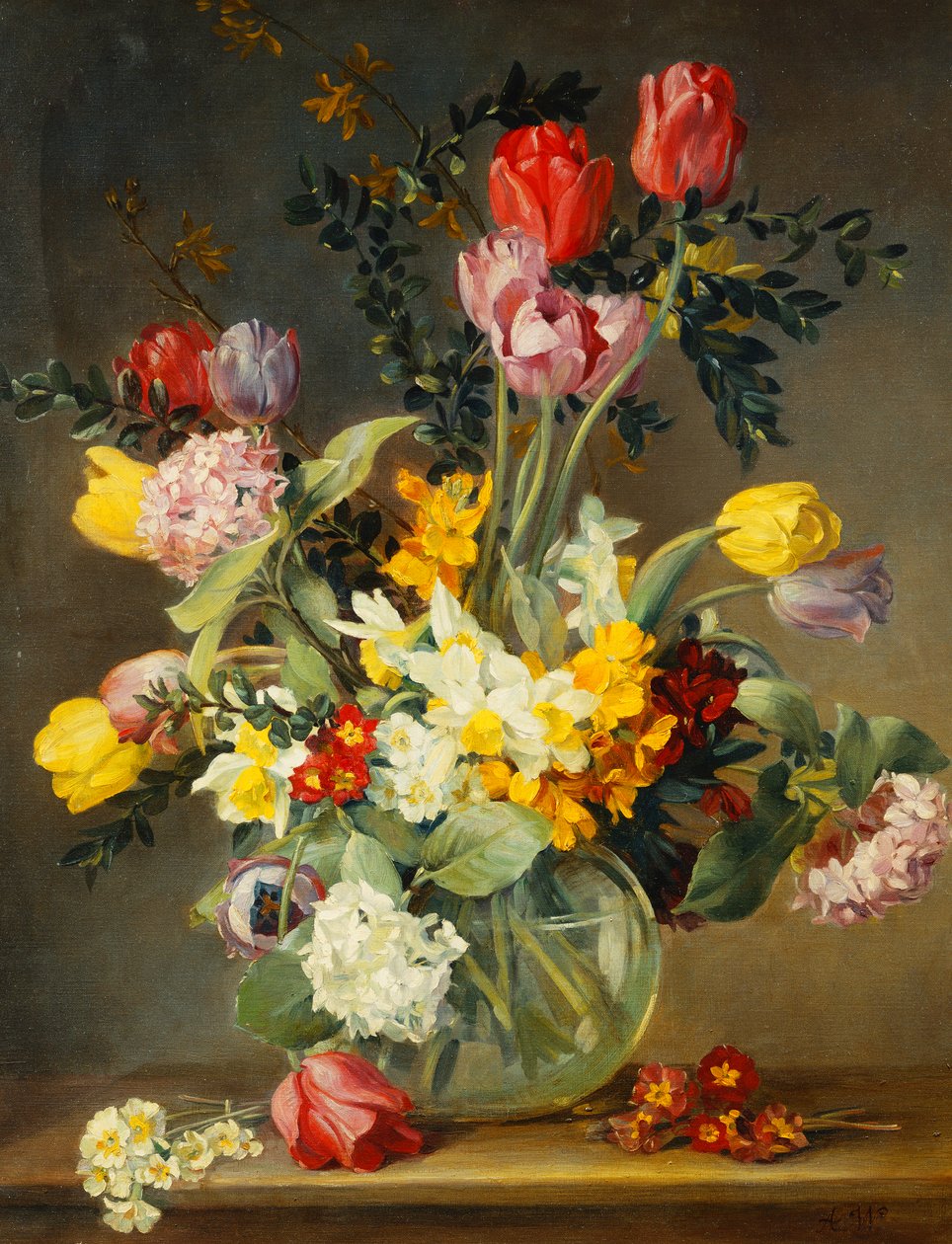 Tulipas em um vaso de vidro de Albert Williams