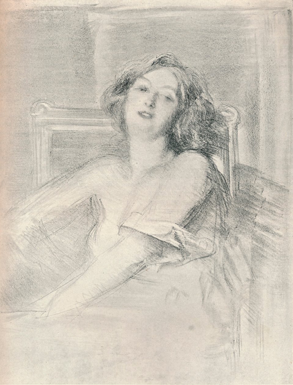 Retrato de litografia de uma mulher, c1905 de Albert de Belleroche