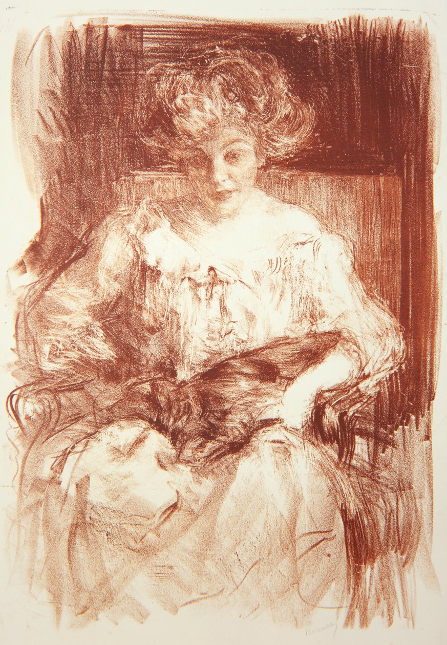 Mrs. Milbank HV em Ferby Lodge com Bebear, c.1907 de Albert de Belleroche
