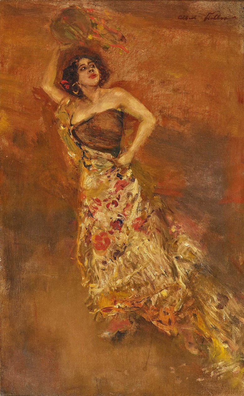 A dançarina espanhola Caroline Otèro como Carmen. de Albert von Keller
