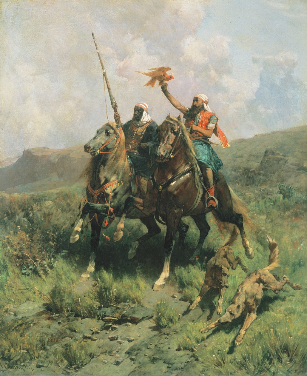 Árabes com um falcão de Alberto Pasini