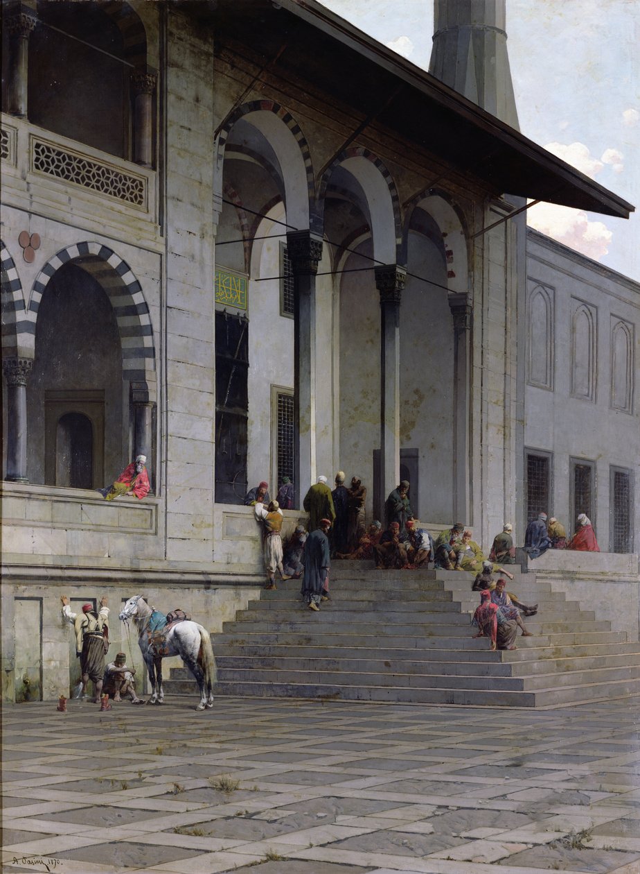 A entrada para a mesquita Yeni-Djami em Constantinopla, 1870 de Alberto Pasini