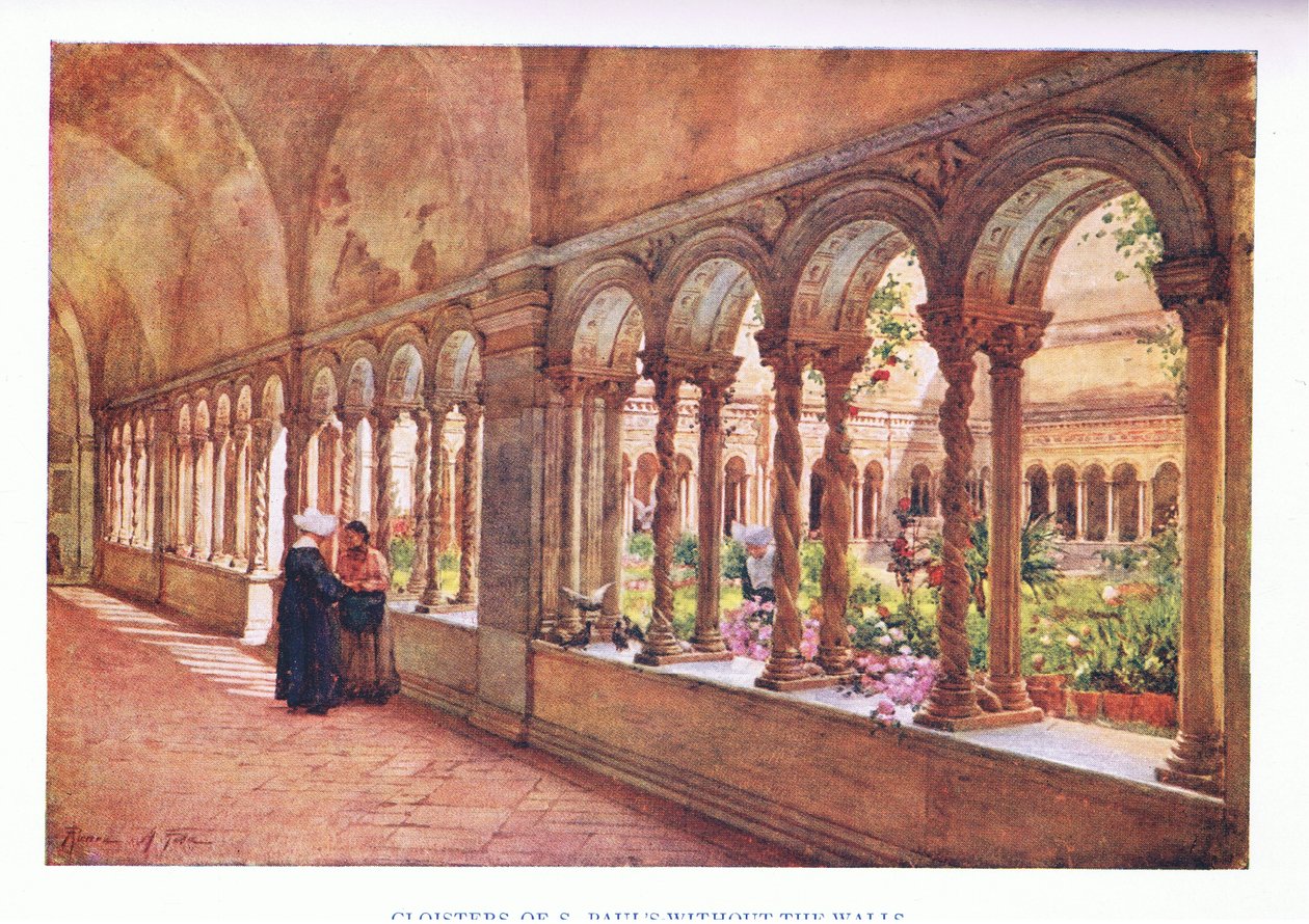 Claustros de S. Pauls-Sem-as-paredes, de Roma publicado por A & C Black Ltd, 1925 de Alberto Pisa