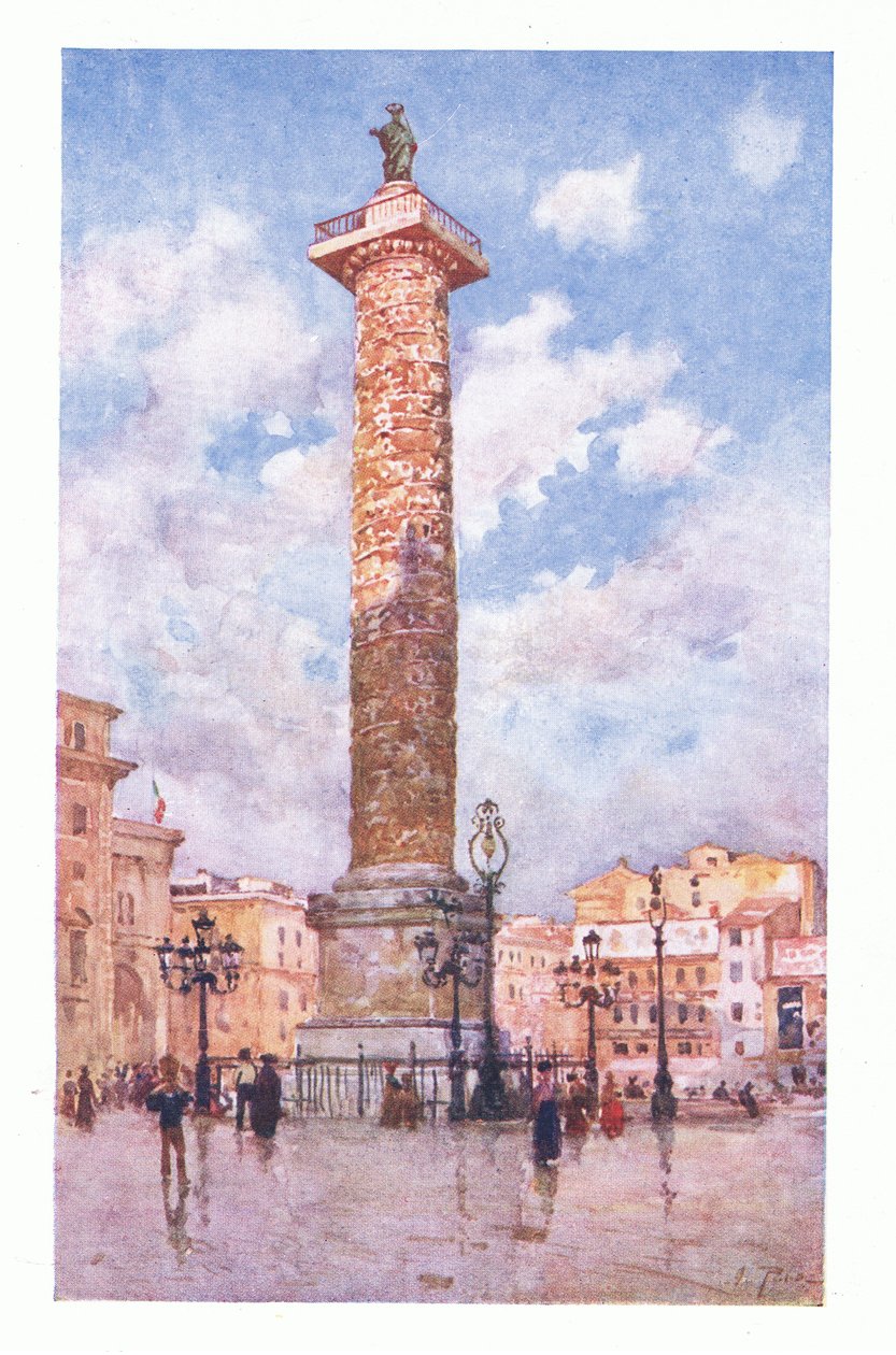 Coluna de Marco Aurélio, Piazza Colonna, de Roma, publicada pela A & C Black Ltd, 1925 de Alberto Pisa