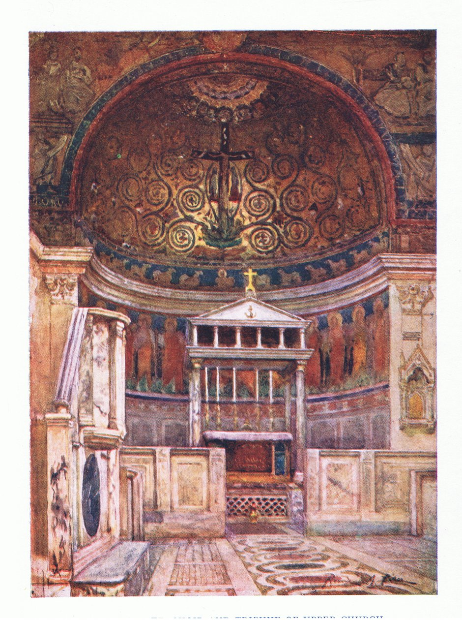 San Clemente, coro e tribuna da igreja superior (abaixo é Temple of Mithras), de Roma publicado por A & C Black Ltd, 1925 de Alberto Pisa
