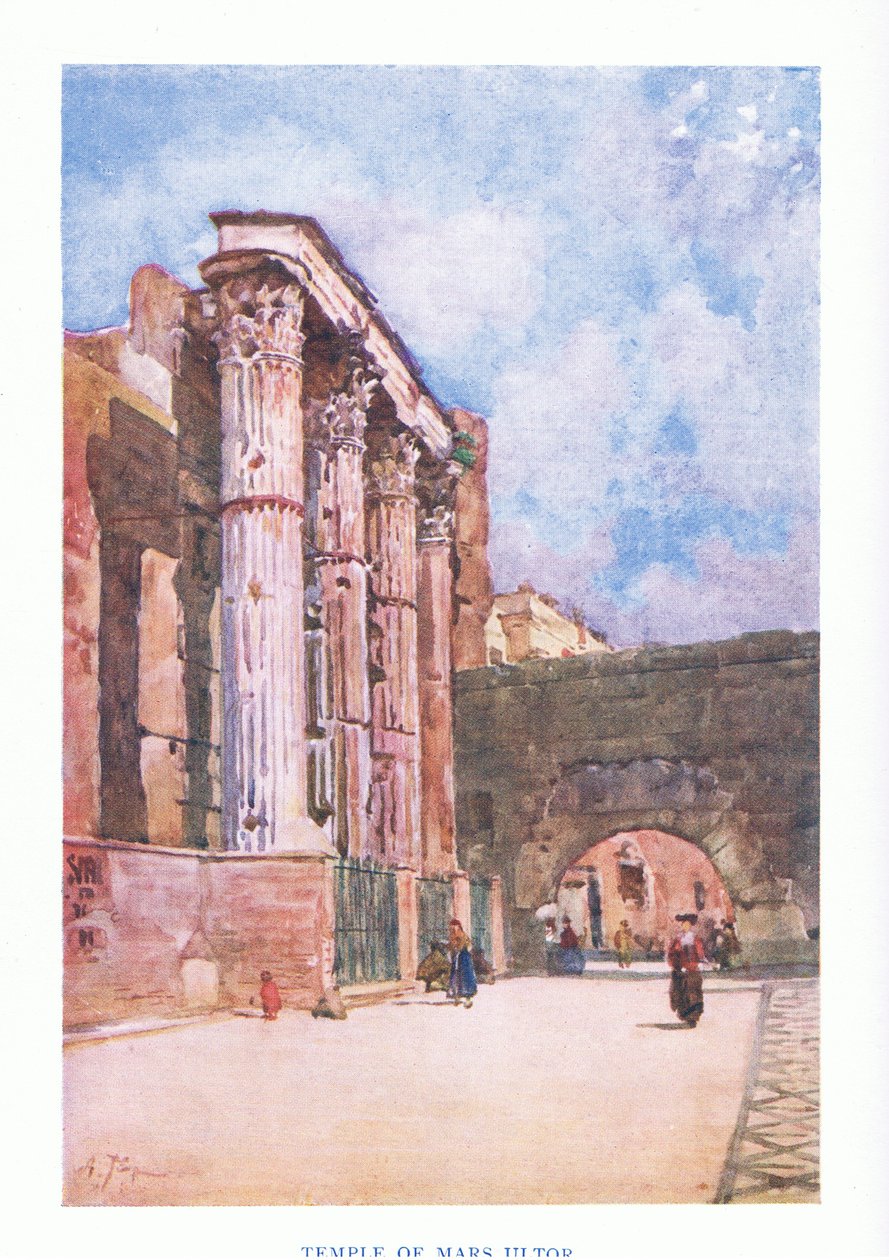 Templo de Marte Ultor (no Fórum de Augusto), de Roma publicado pela A & C Black Ltd, 1925 de Alberto Pisa