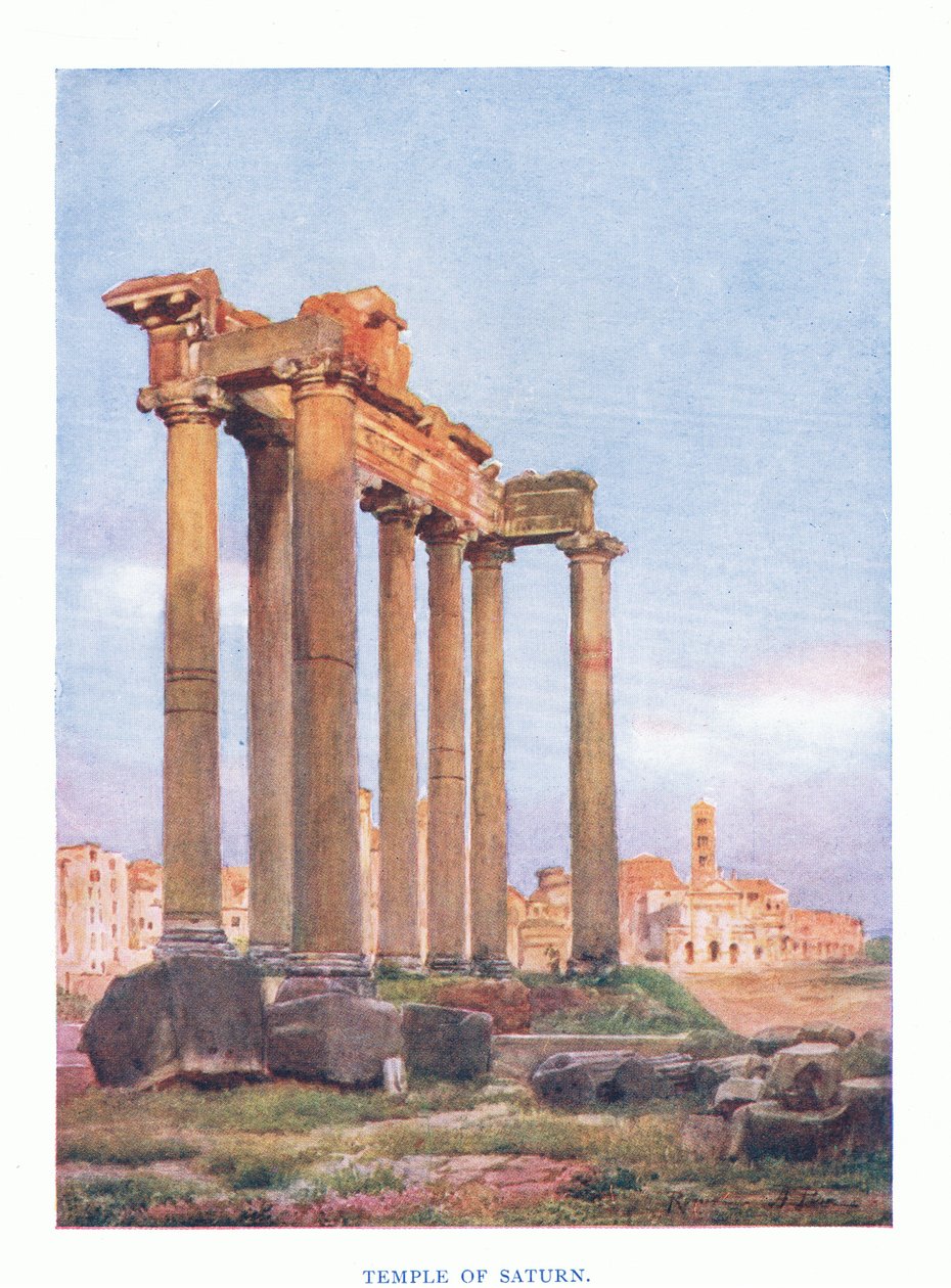 Templo de Saturno, de Roma, publicado pela A & C Black Ltd, 1925 de Alberto Pisa