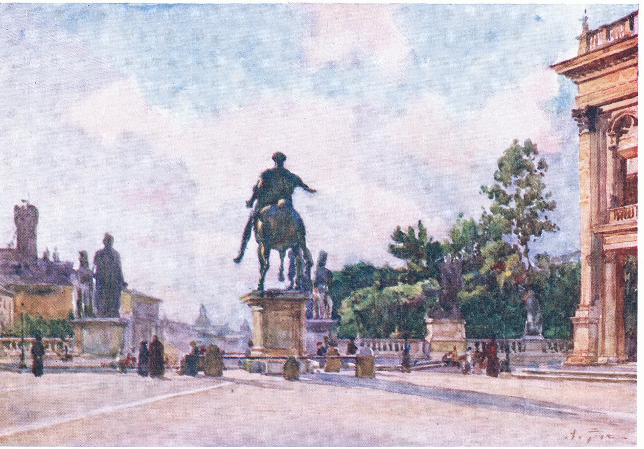 O Capitólio (estátua de bronze de Marcus Aurelius), de Roma publicado pela A & C Black Ltd, 1925 de Alberto Pisa