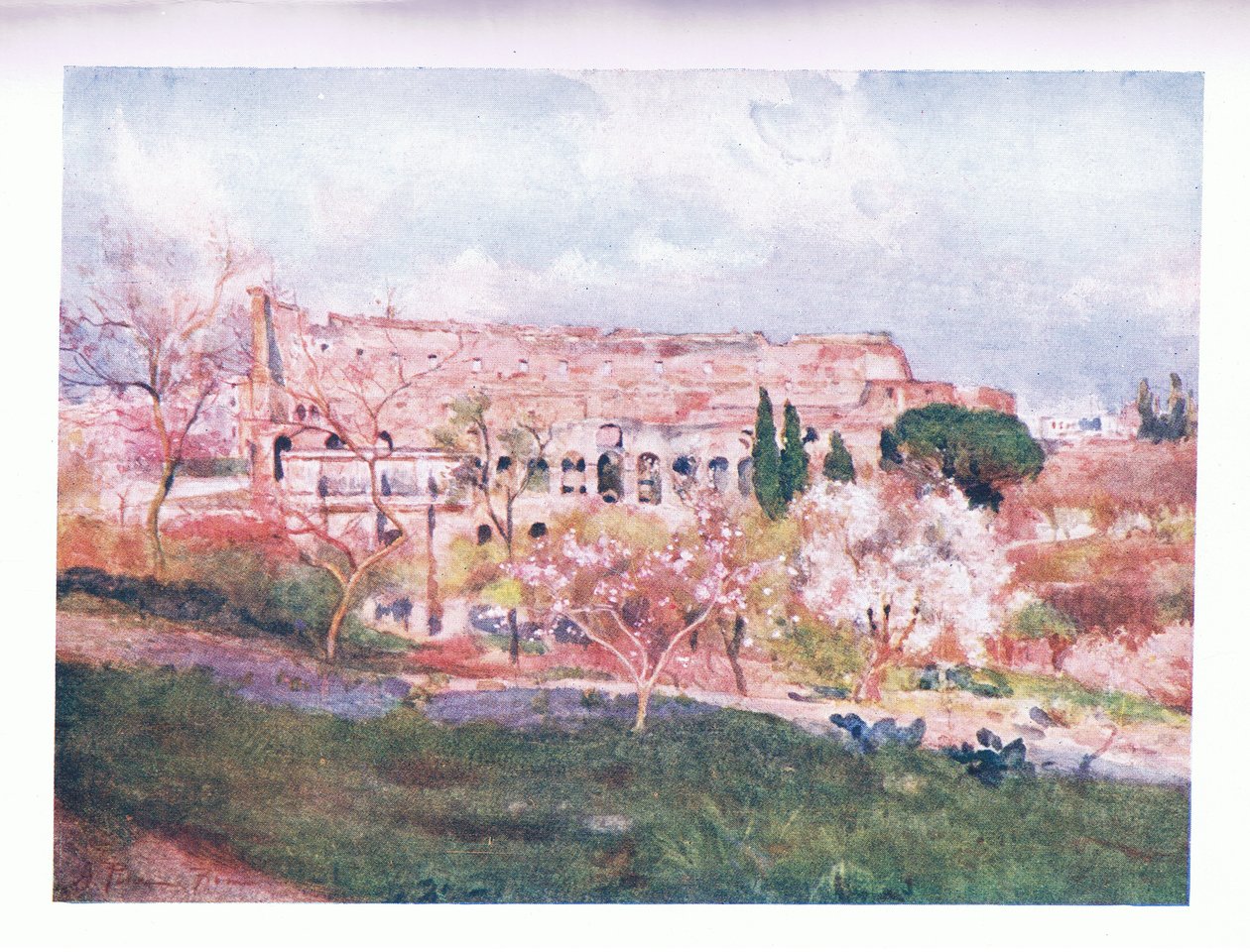O Coliseu em um dia de primavera, de Roma publicado pela A & C Black Ltd, 1925 de Alberto Pisa