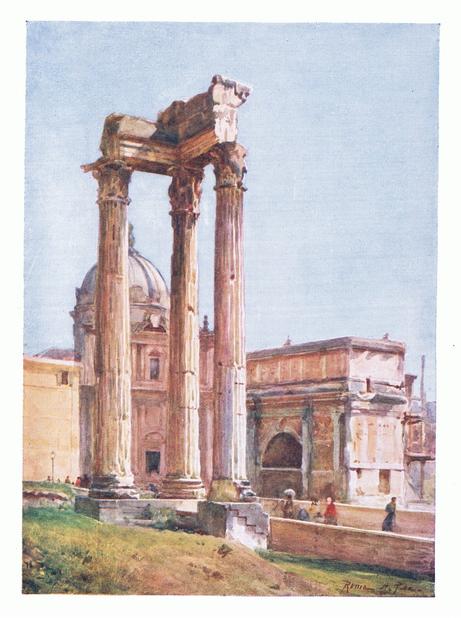 O Templo de Vespasiano, do Pórtico dos Dii Consentes, de Roma publicado pela A & C Black Ltd, 1925 de Alberto Pisa