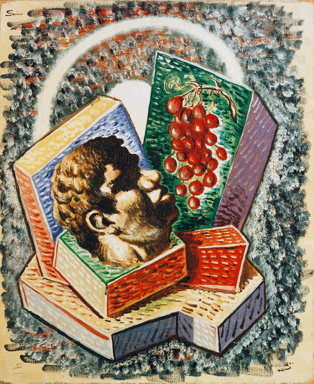 Testa con uva (cabeça com uva) (óleo sobre tela) de Alberto  Savinio