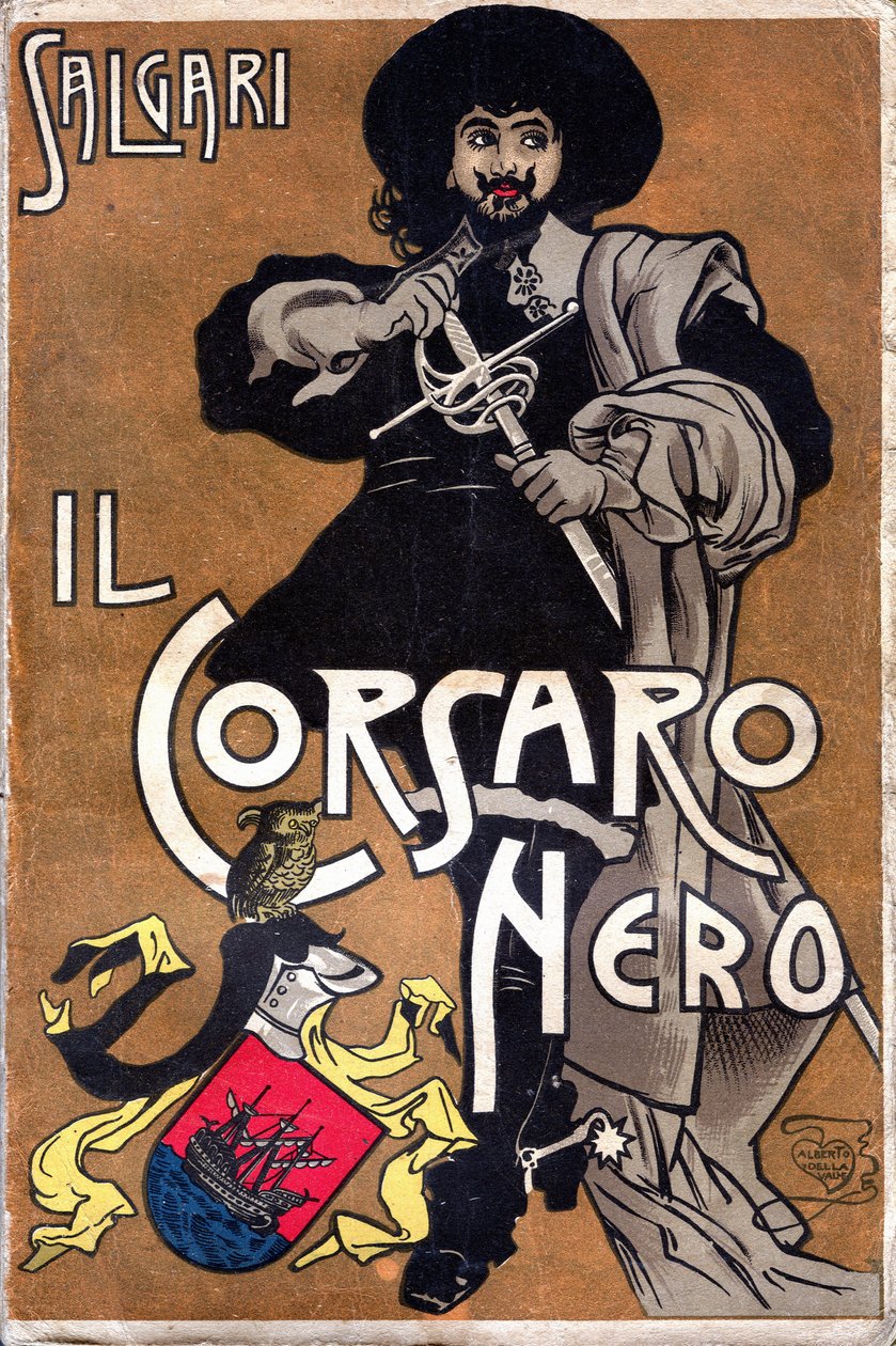 Capa do romance Il Corsaro Nero O corsário negro de Emilio Salgari (1863 - 1911) de Alberto Della Valle