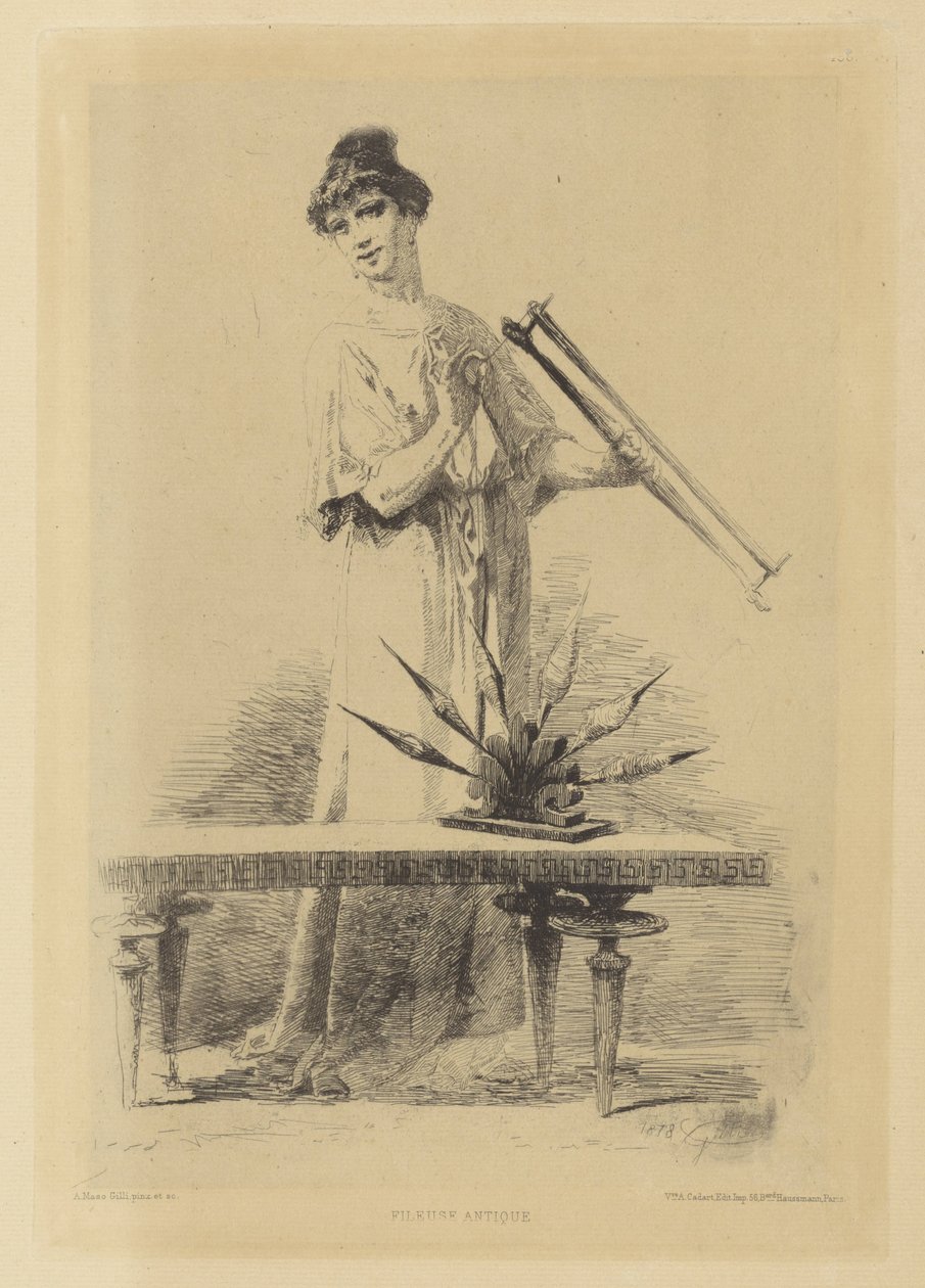 mulher girando Fileuse antique (título no objeto) de Alberto Maso Gilli