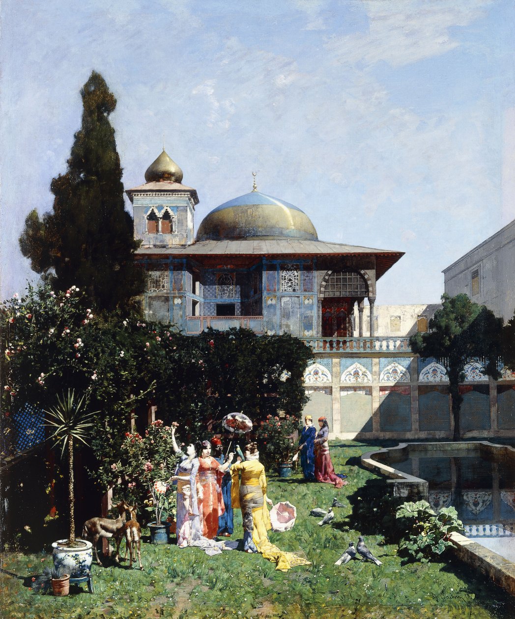 Um canto no jardim do harém; Um canto do Harem Garden, 1877 de Alberto Pasini