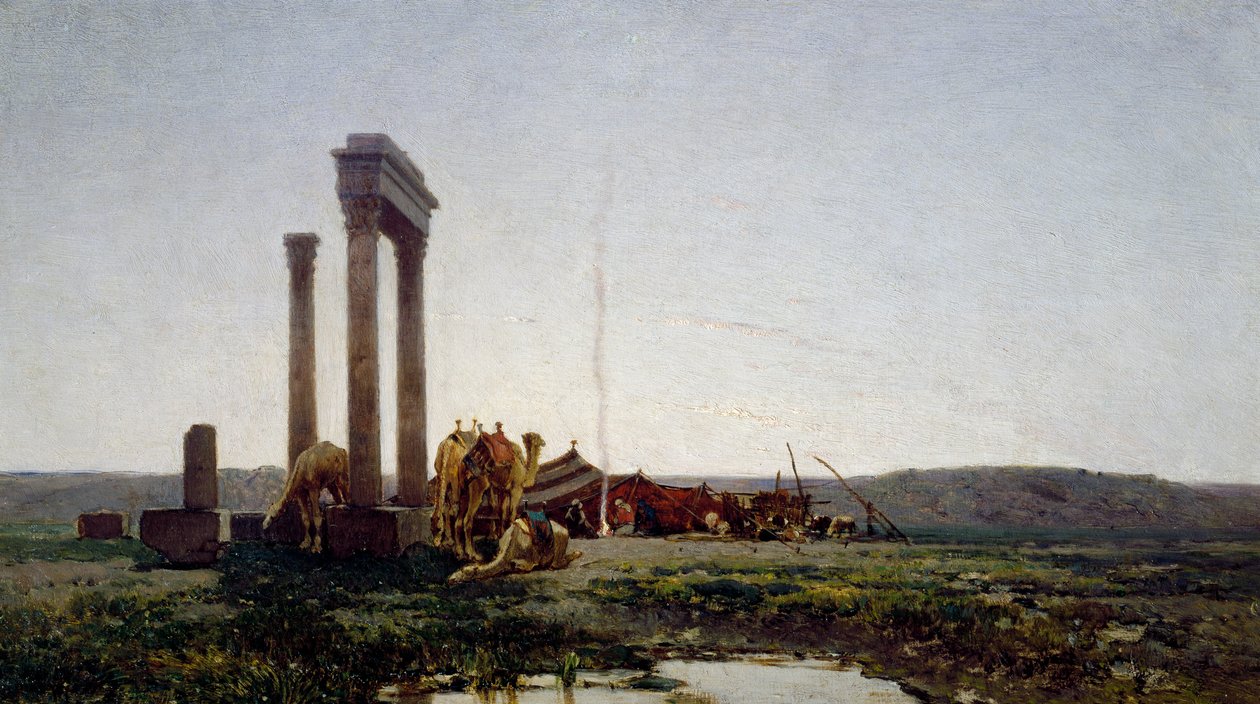 Ruínas de um templo no deserto de Alberto Pasini