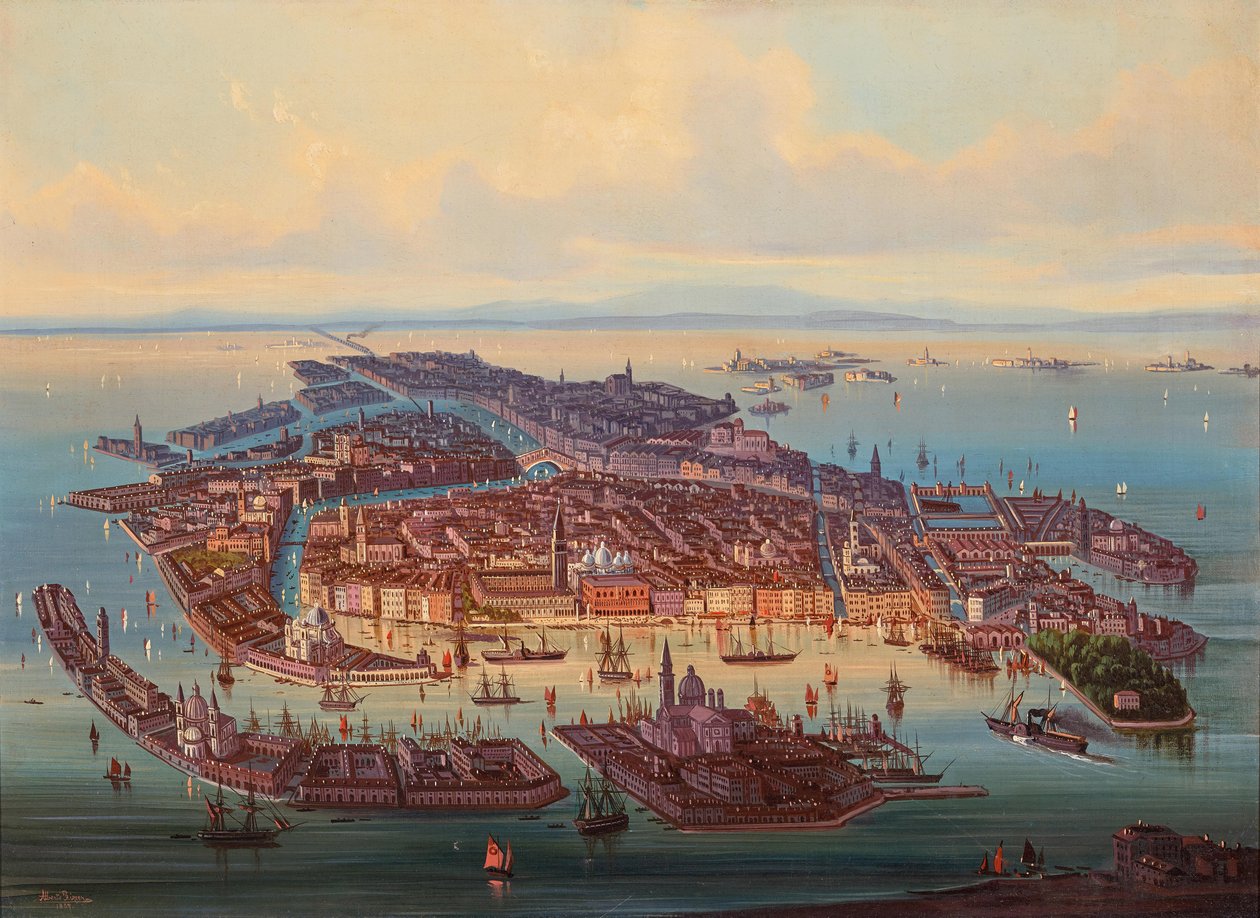 Vista aérea de Veneza, 1867. de Alberto Rieger
