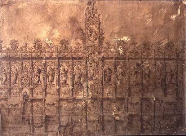 Design para as bancas do coro (caneta e tinta sobre papel) de Alberto de or Joaquin de(1674 1724) Churriguera
