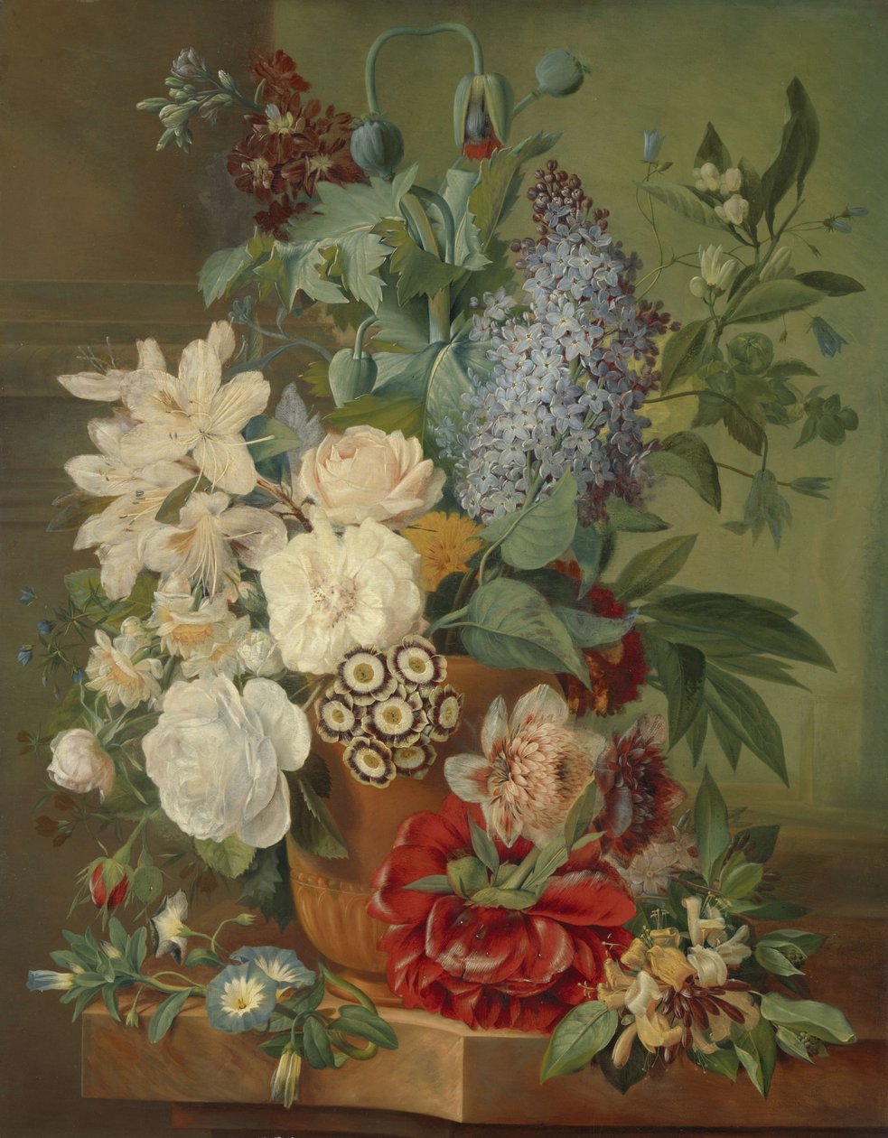 Flores em um vaso de terracota de Albertus Jonas Brandt