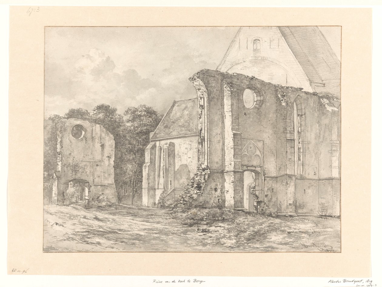 As ruínas da igreja em Bergen de Albertus Brondgeest