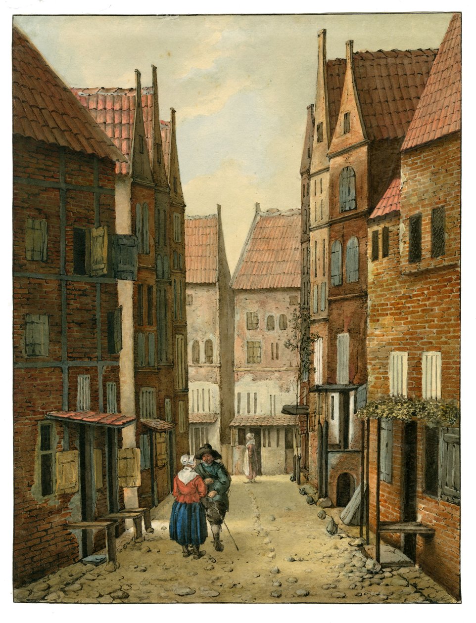 Rua em Delft Albertus Brondgeest depois Jacobus Vrel, SA Delft, inv.n.º 65127 de Albertus Brondgeest