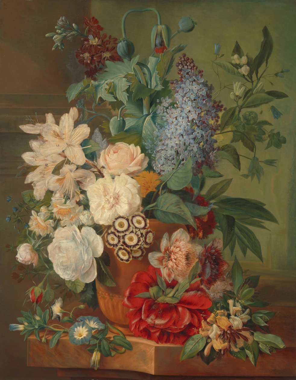 Flores em um vaso de terracota de Albertus Jonas Brandt