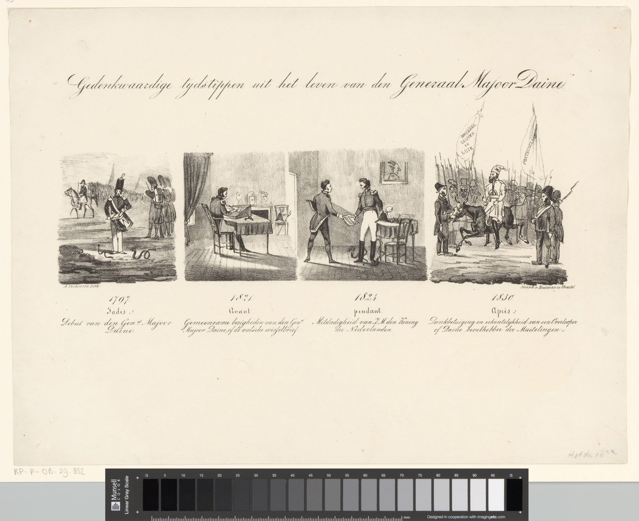 Desenho animado sobre o General Daine
Momentos memoráveis na vida do Major General Daine (título sobre o objecto) de Albertus Verhoesen