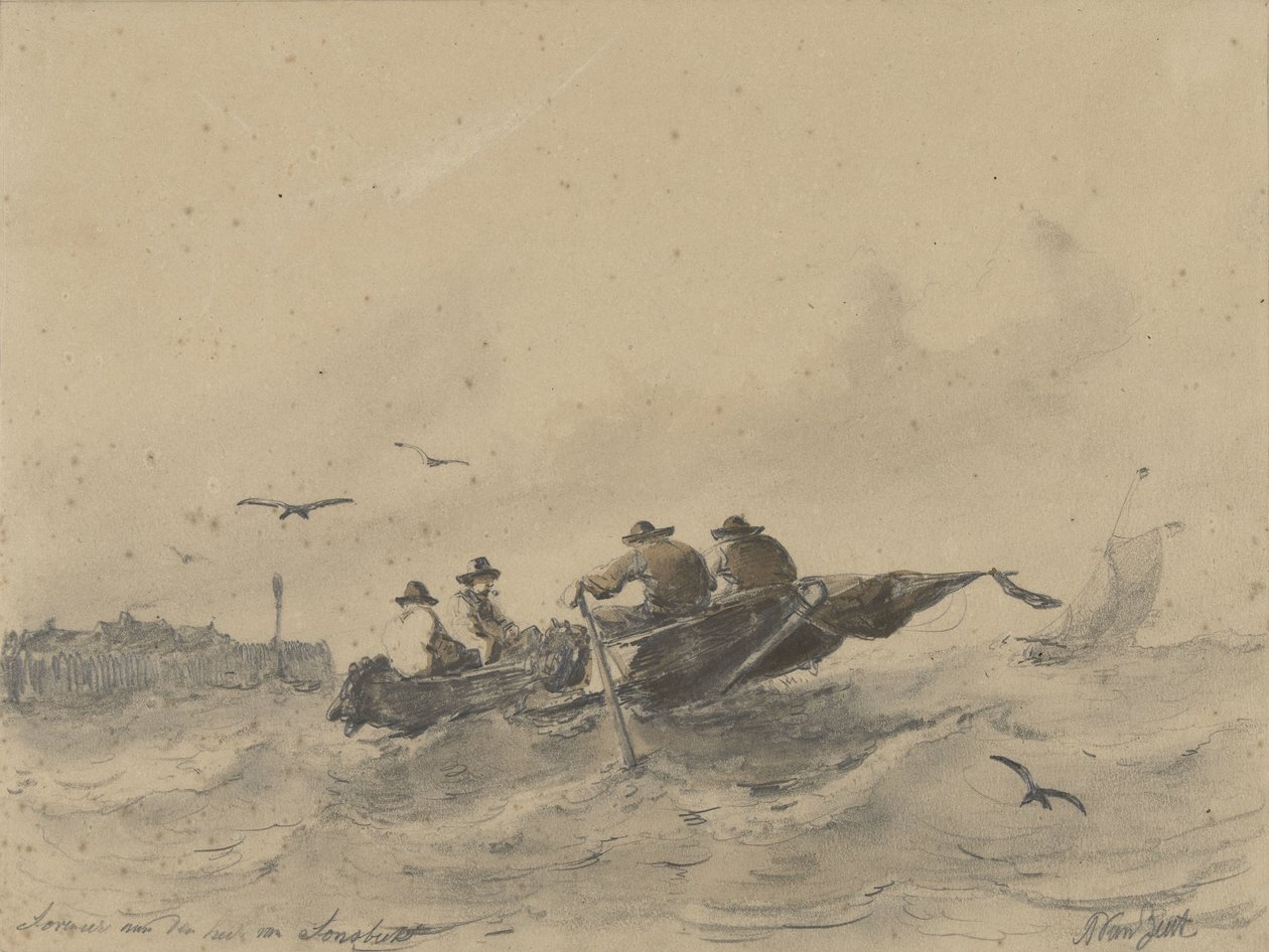 Quatro homens em um barco a remo de Albertus van Beest