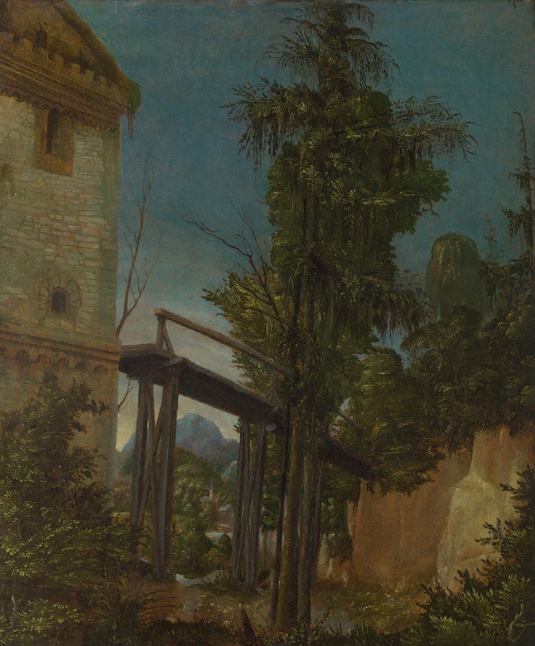 Paisagem com uma passarela, c.1518-20 de Albrecht Altdorfer