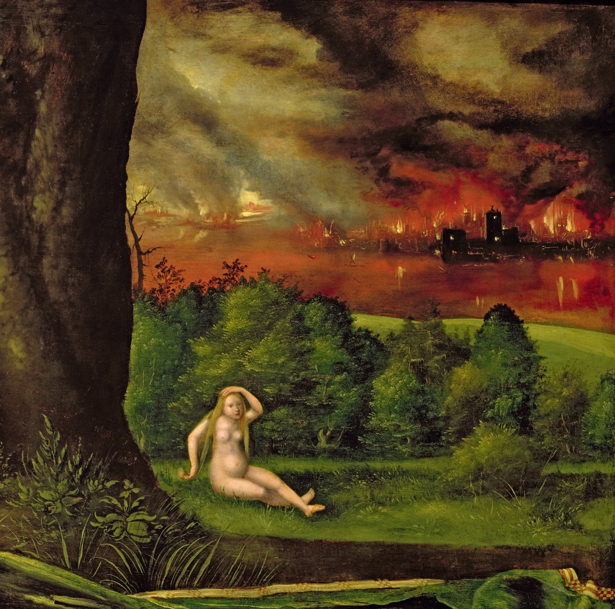 Lot e sua filha, 1537 (detalhe de 66125) de Albrecht Altdorfer