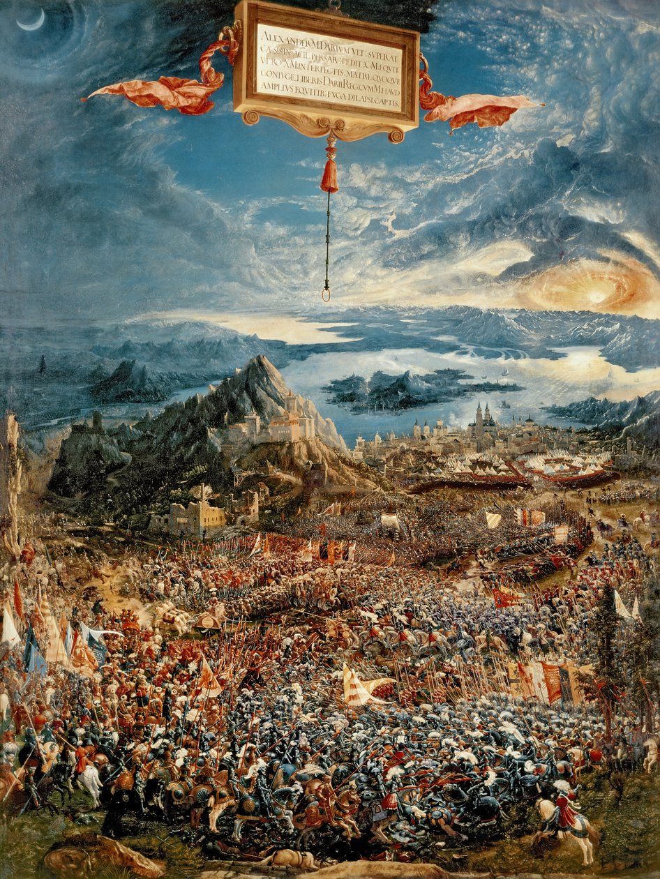 A Batalha de Issus, ou A Vitória de Alexandre, o Grande, 1529 de Albrecht Altdorfer