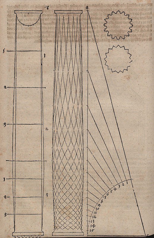 Forma de coluna acidentada e seções transversais da coluna de Albrecht Dürer