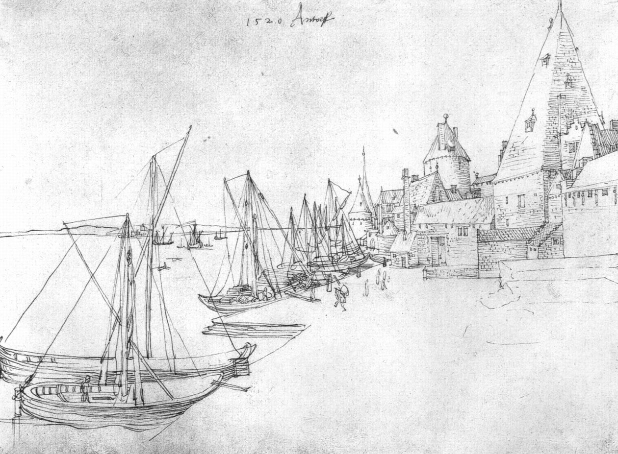 O porto de Antuérpia de Albrecht Dürer