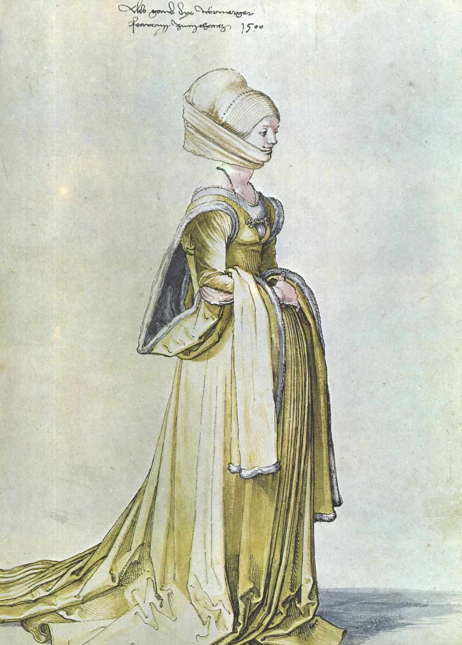 Uma mulher de Nuremberg em um vestido de dança de Albrecht Dürer