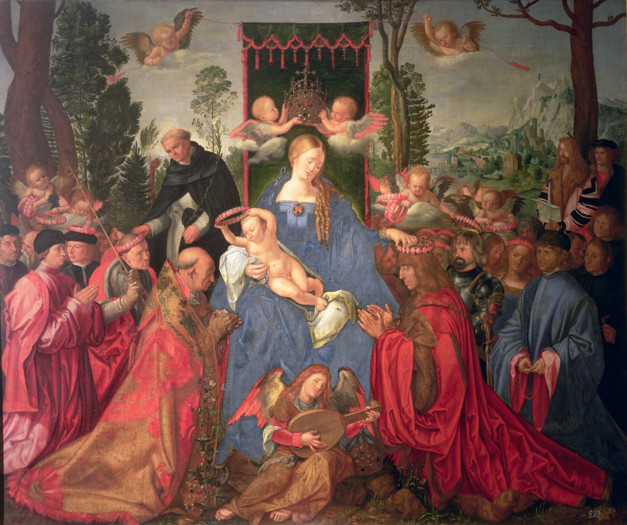 Guirlanda de rosas Retábulo, 1600 de Albrecht Dürer