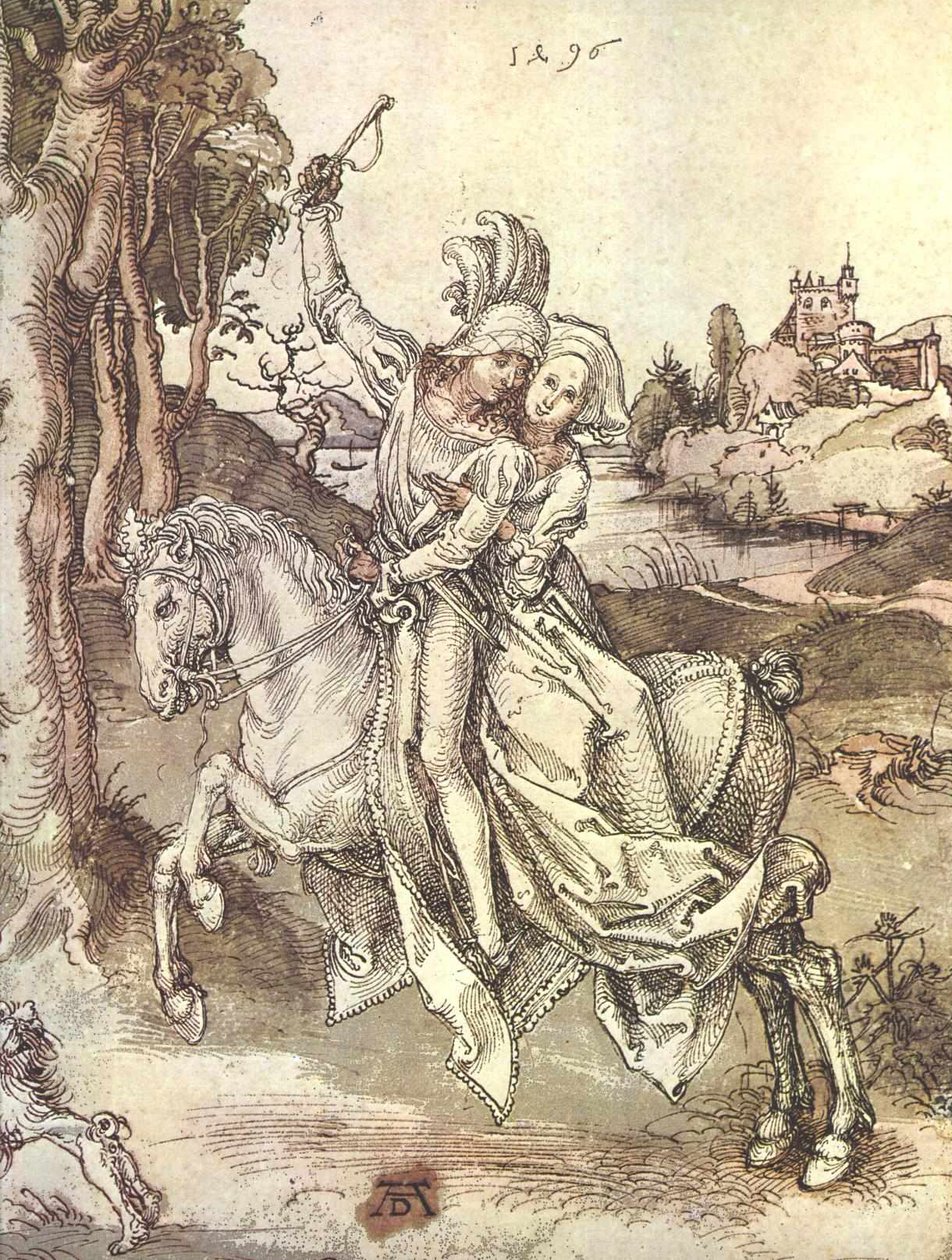 Jovem casal a cavalo de Albrecht Dürer