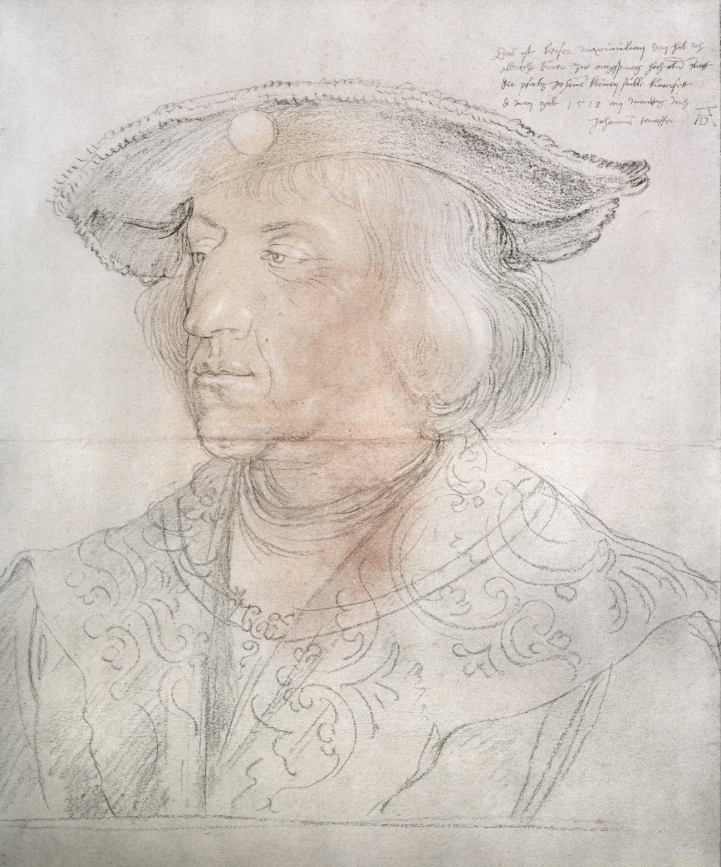 Maximiliano I, Imperador da Alemanha (1459-1519), 1518-19 (lápis com lavagem wc) de Albrecht Dürer