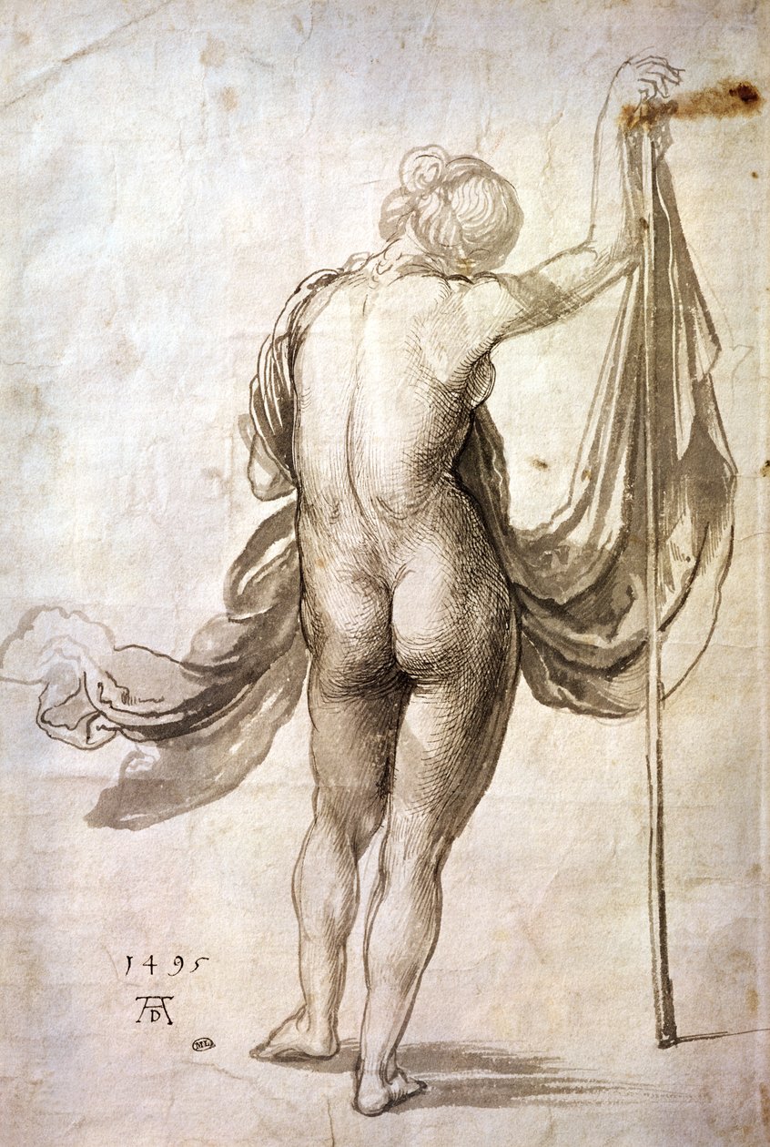 Estudo nu ou mulher nua de costas de Albrecht Dürer