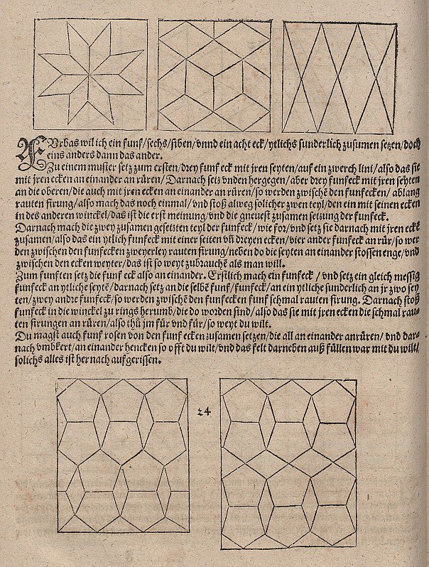 Inclinações com losangos e pentágonos regulares de Albrecht Dürer